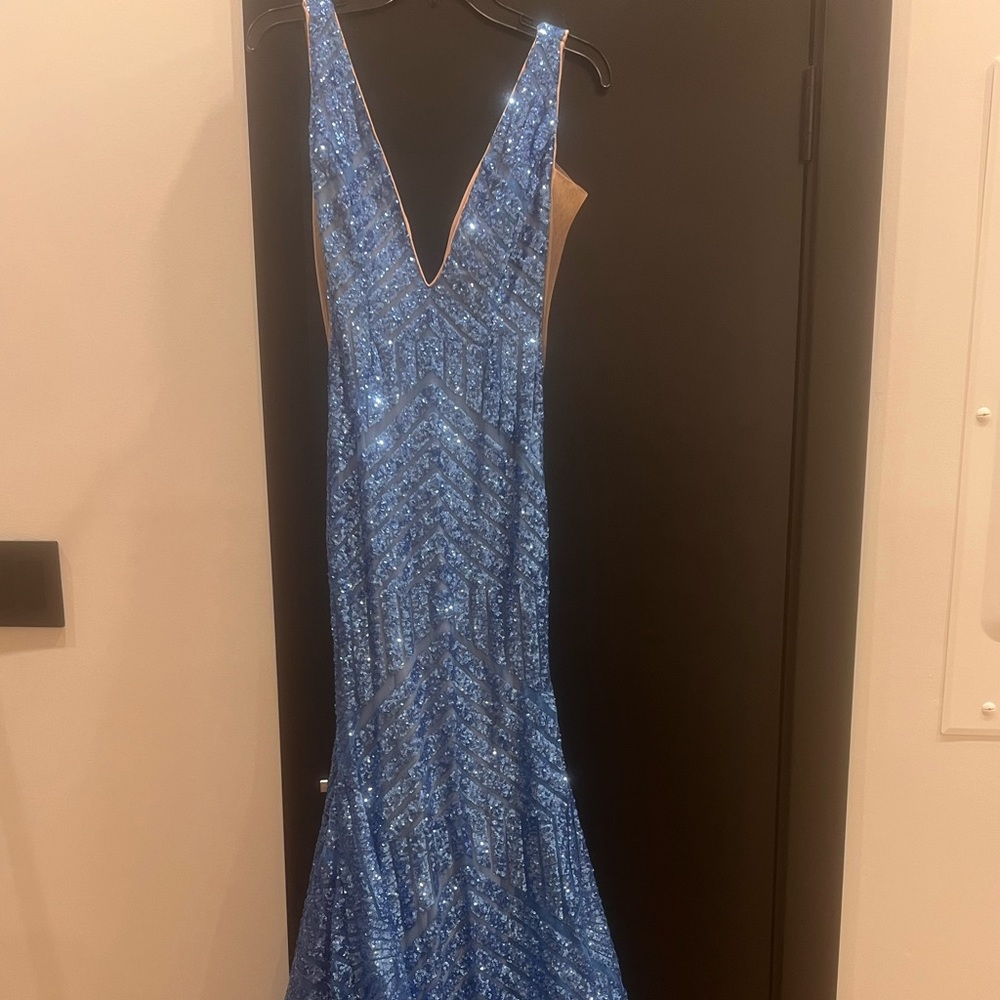 Sequin blue prom dress